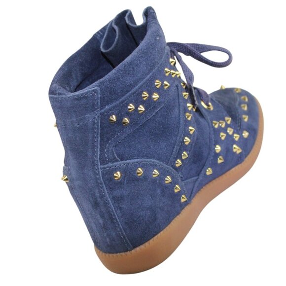 Schutz Sailfish Dark Blue Suede Hidden Wedge Lace-Up Sneaker Size 6 - Picture 4 of 11